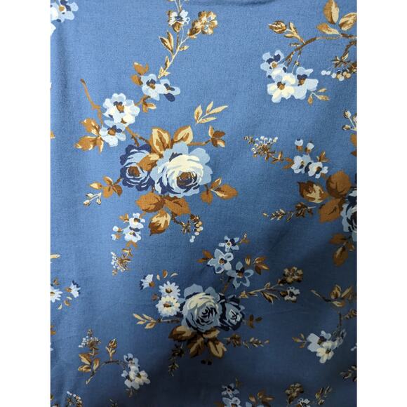 Vintage 90's  Cherokee Cotton Blend Maxi Straight Floral Skirt Blue Brown White - Picture 7 of 8